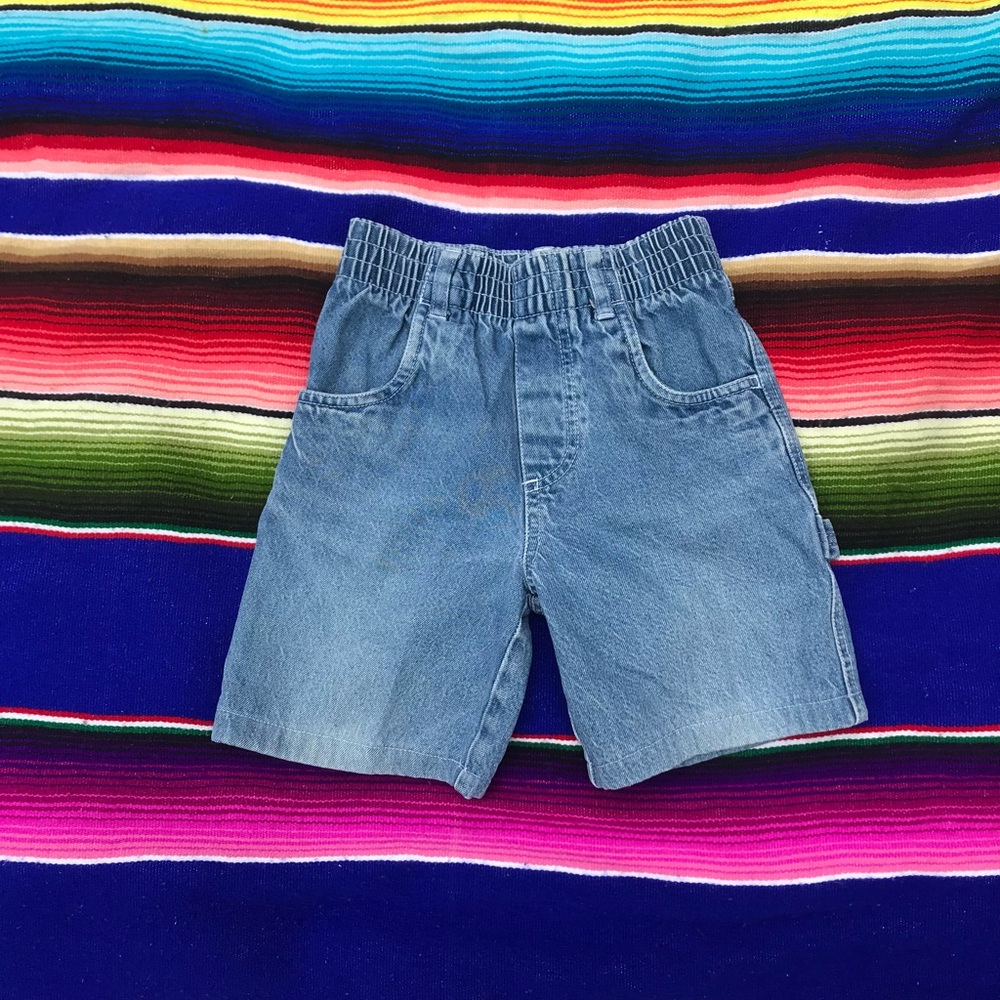 Vintage Sears Kids Elastic Waist Denim Carpenter Bermuda Shorts